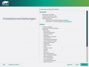 openSUSE Instlallation Installationseinstellungen