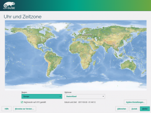 openSUSE Installation Zeitzone
