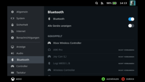 Steam Deck Bluetooth Geräte-Menü