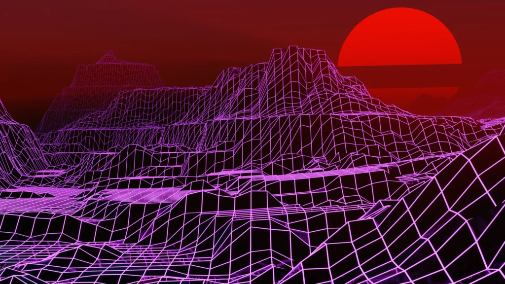 Synthwave Canyon mit Light Shafts