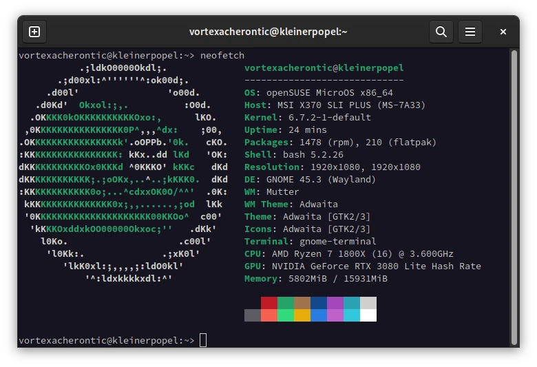 neofetch openSUSE Aeon